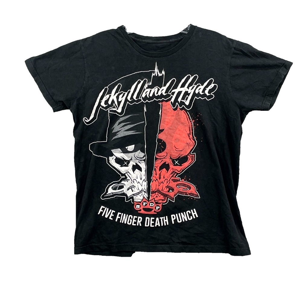 Five Finger Death Punch T Shirt Mens Medium Black Music Band Tee Goth Moto Biker